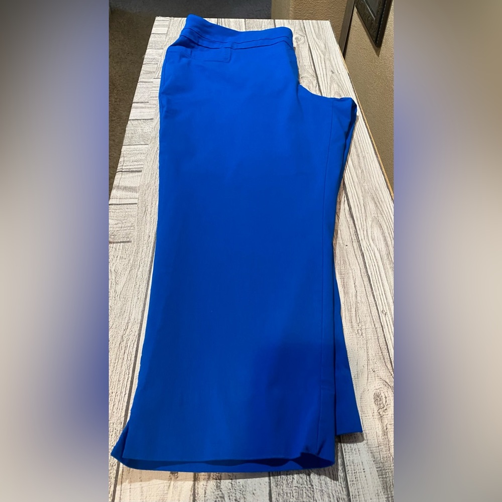 Zac & Rachel blue cropped pants pull on stretch waist 20W